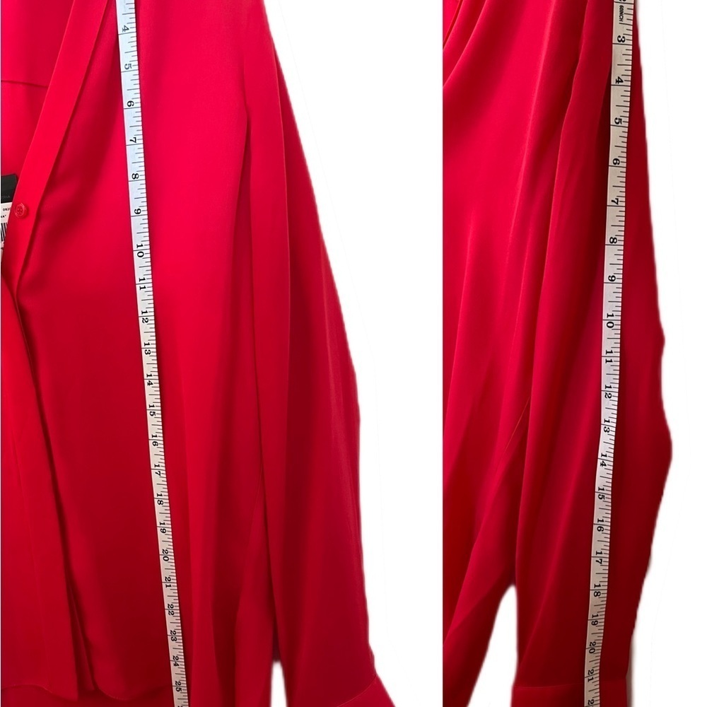 BCBGMaxAzria “Bellona” Red Tie-Neck Blouse (Sz S) NWT - Picture 11 of 12